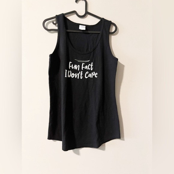 Port & company message tank top navy blue 100% cotton ( fun fact I don't care ) - Picture 1 of 3